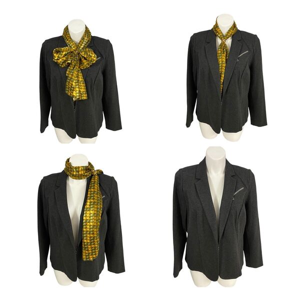 6th & Ln Blazer Womens Size 20 Gray Knit Basic Jacket Corpcore Office Boardroom - Picture 2 of 16